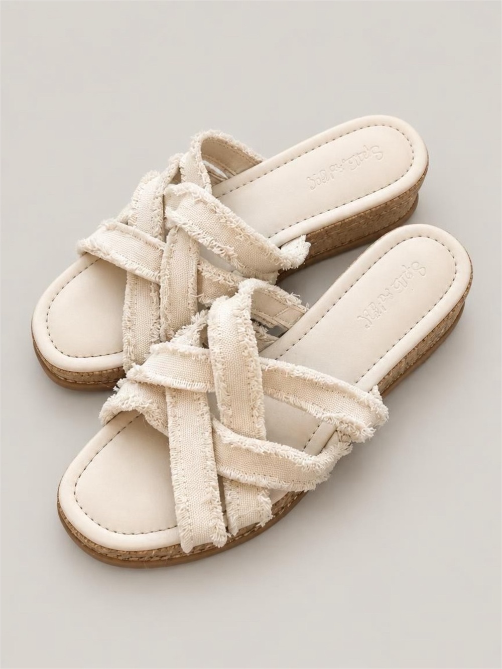 Splendid Frayed Crossband Slide Sandals in Cream - 8